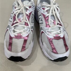 New Balance Mesh Sneakers in White and Pink
